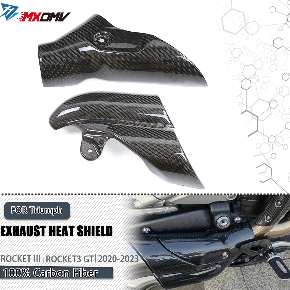 For Triumph Rocket III Rocket3 GT 2020 2021 2022 2023 Motorcycle Carbon Fiber Exhaust Heat Shield Accessories Cover Parts Kits