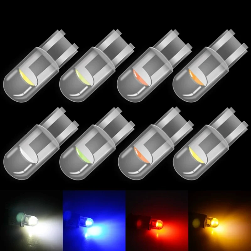2/5/10x W5W T10 LED ランプ車の電球エポキシ樹脂 Cob 12V 6000K 7 色ウェッジナンバープレートランプドームインジケータ読書灯ホワイト