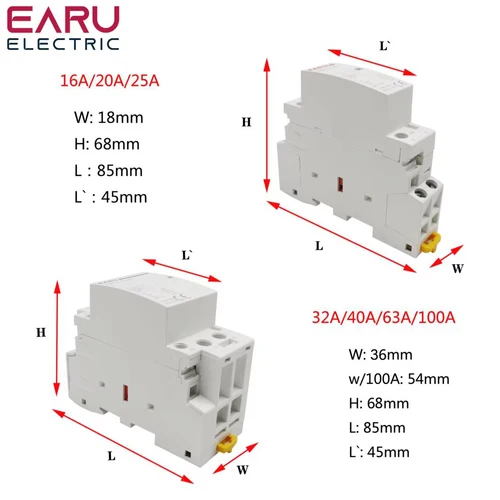 Imagen 2 del producto 2P 16-100A AC 110V 220V 50/60Hz carril Din hogar AC controlador de interruptor de Contactor Modular 2NO 2NC 1NO 1NC DIY hogar inteligente Hotel