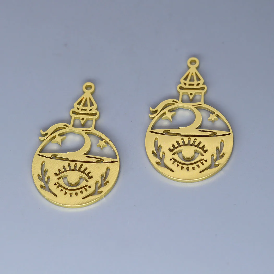 3pcs Star Moon Phase Charms DIY Craft Tassels Earrings Necklace Jewelry Making Stainless Steel Gold Color Cross Sword Pendant