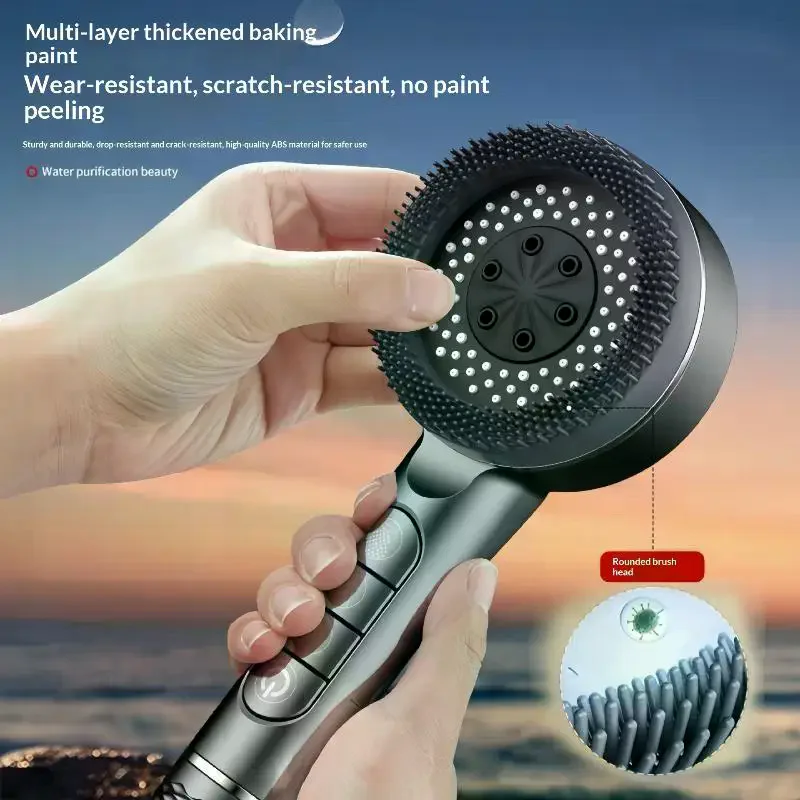 

1pc Filtered Supercharged Shower Head Four-speed Adjustment With Water Seal Multi-functional Home Shower Bathroom Accessories