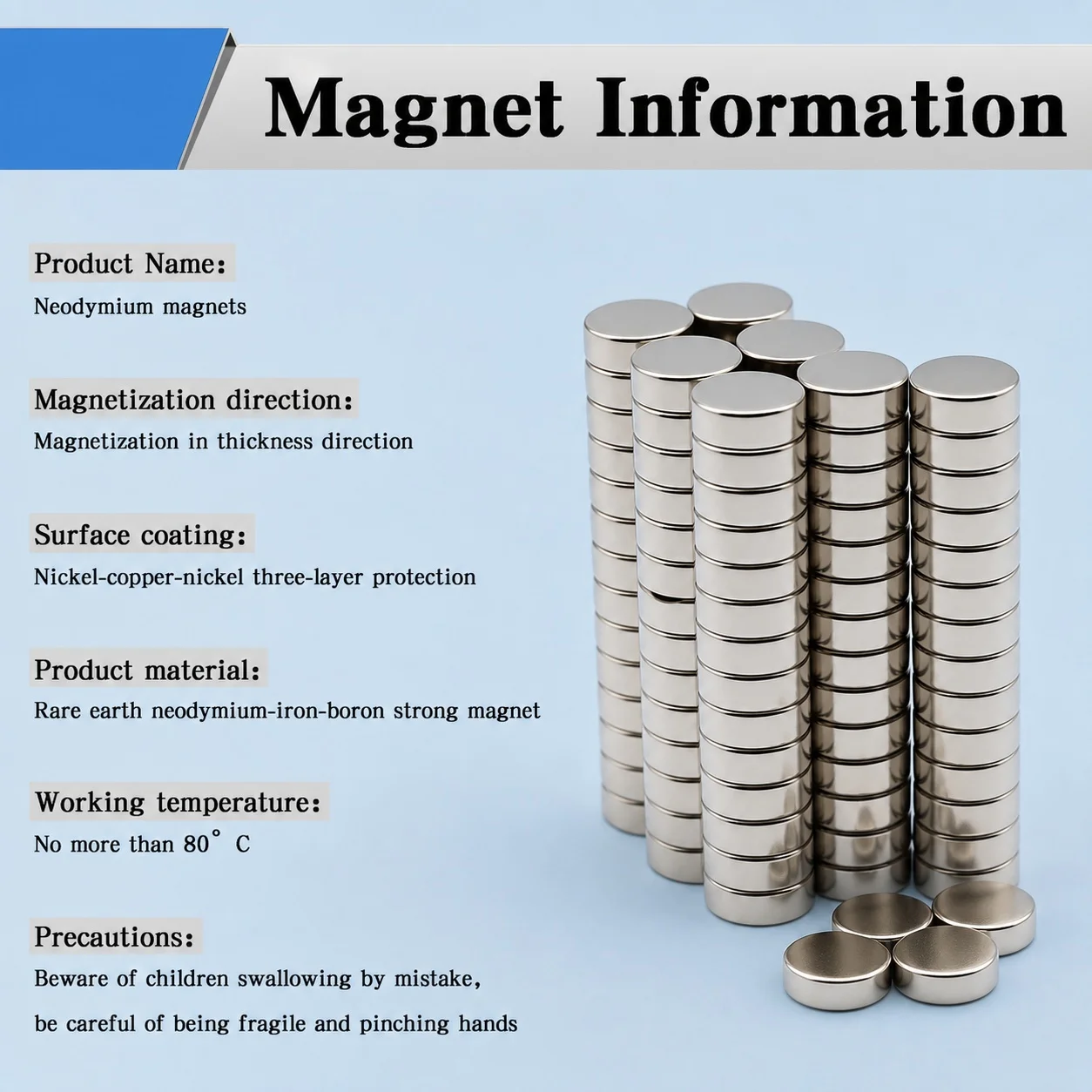 Neodymium Magnet Durable Stable Magnetic Iron Material Round Disc 10x4mm for Fridge Organization Memo Notes Whiteboard