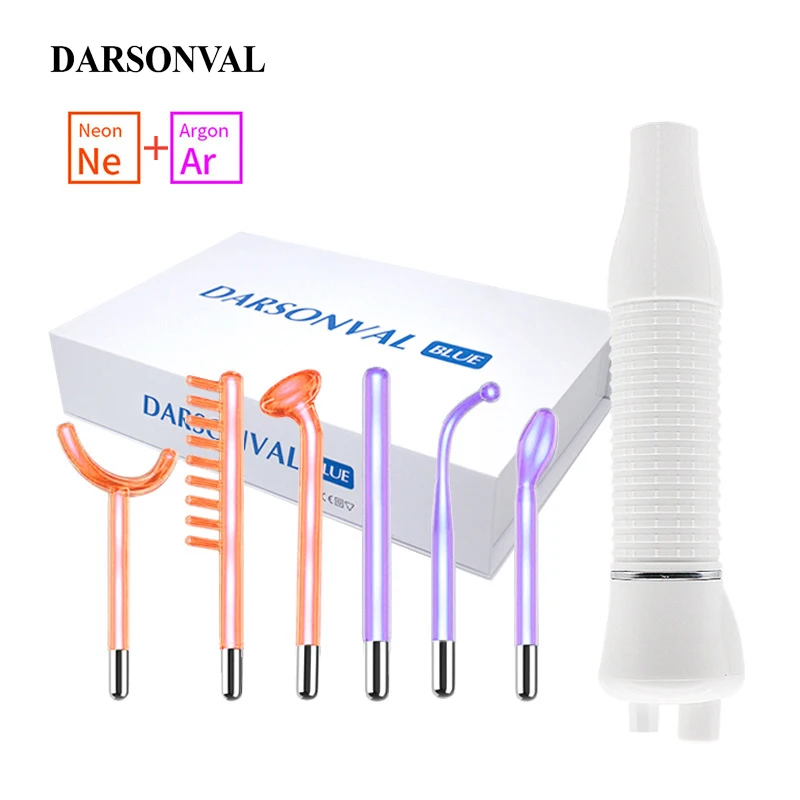 

Darsonval Portable High Frequency Facial Machine Skin Therapy With 6 Neon & Argon Wands Remove Wrinkles Acne Facial Therapy Wand