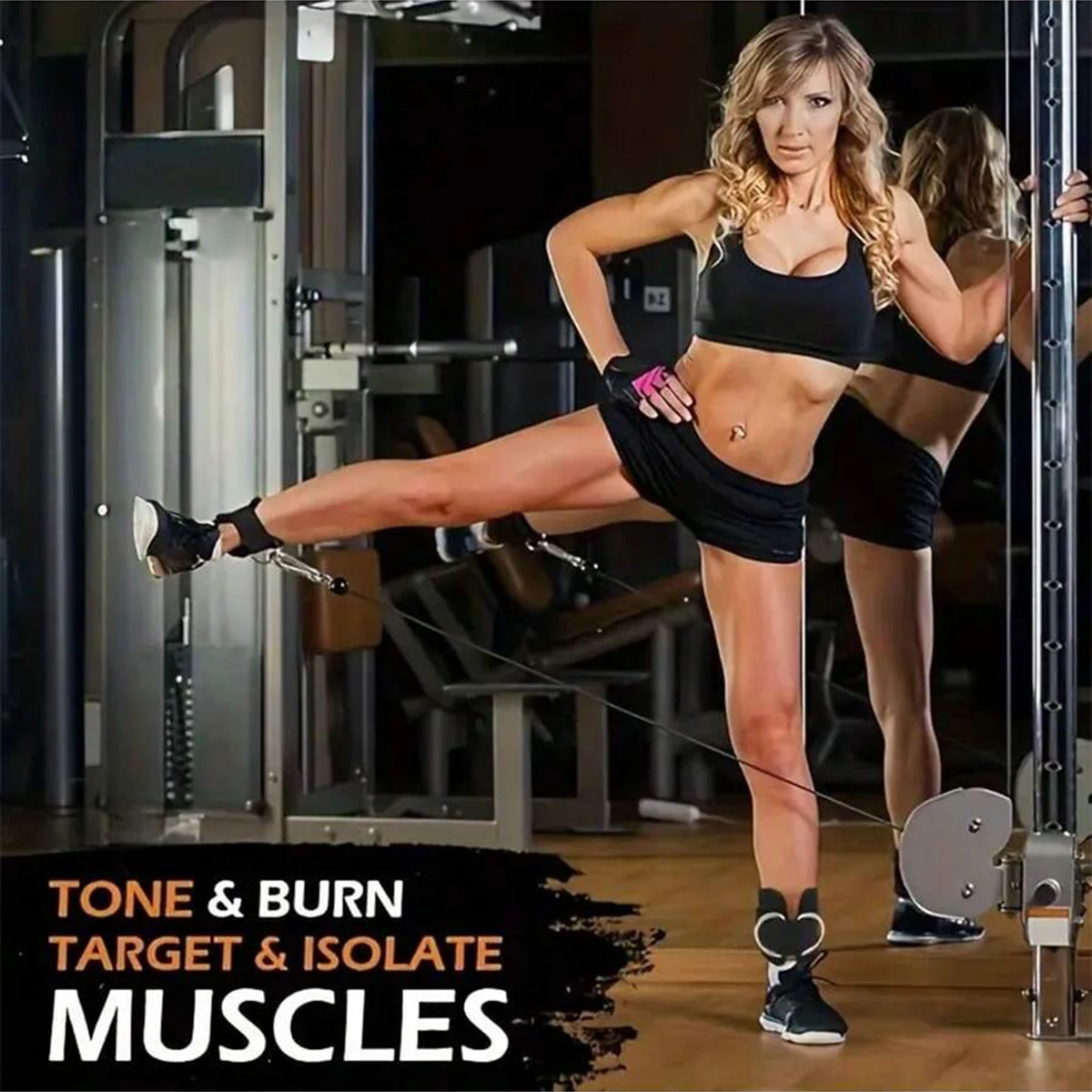 2 Stück gepolsterte Knöchelriemen für Kabelzuggeräte, verstellbare D-Ring-Knöchelmanschetten für das Beintraining zu Hause, für Männer und Frauen – Detail 2