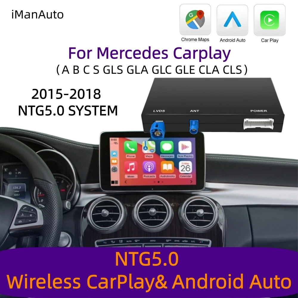 iManAuto Wireless Apple Carplay Module For Mercedes C/GLC/S Class W205 W253 NTG5.0 System Android Auto Box Car Play Interface