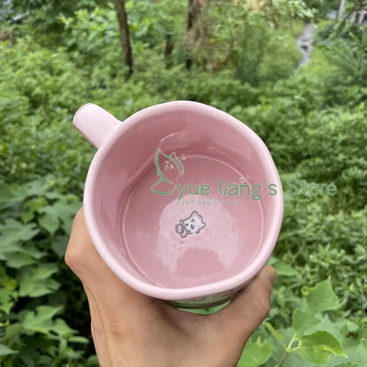 Tazza da caffè fantasma rosa tazza in ceramica tè pomeridiano colazione tazza da latte Home Office utensili da bere simpatico cartone animato regalo