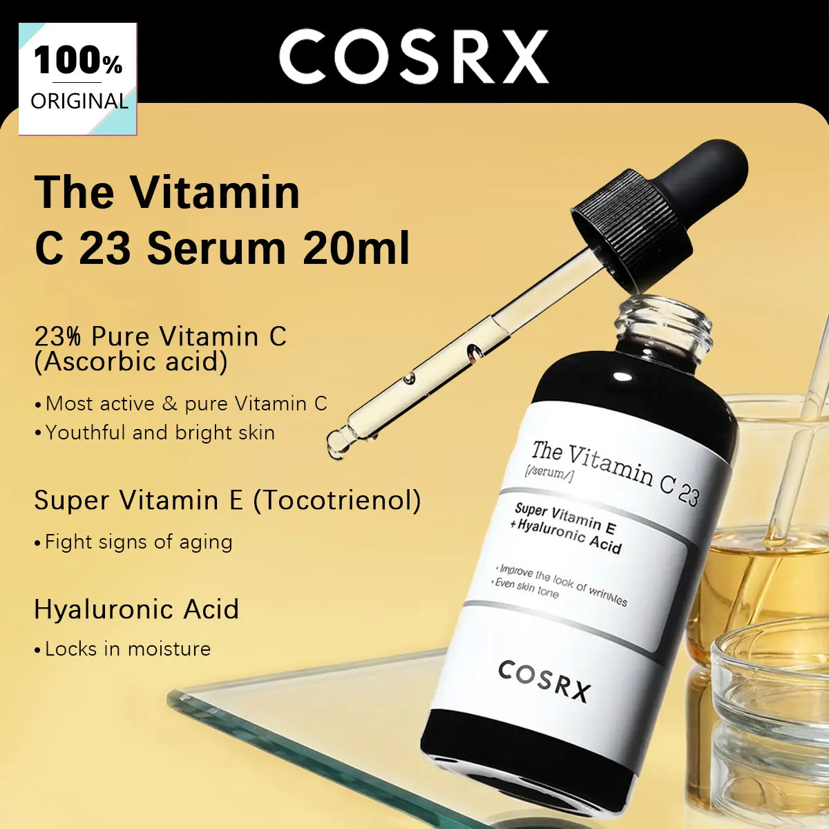 COSRX The Vitamin C 23 serum 20ml, Sensación de uso suave, Preparación para el cuidado de la piel, Tacto reconfortante para la piel, Cosméticos coreanos, Cuidado de la piel coreano