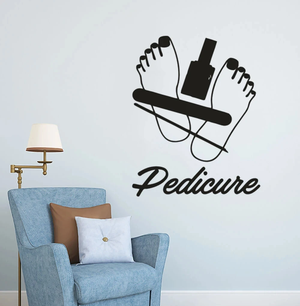 Pedicure Window Sticker Nail Salon Studio Décor Manicurist Vinyl Wall Decals Pedicure Logo Removable Wall Poster Decal