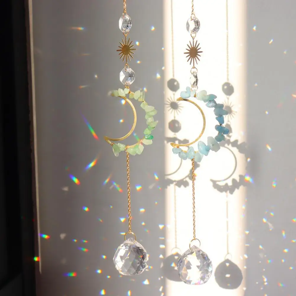 Decorative Moon Design Hanging Suncatcher Glitter  Sun Catcher Projective Rainbow Maker Pendant Garden Decor