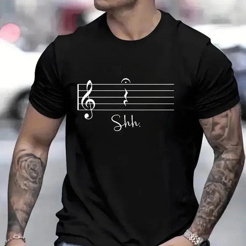 Music Notes Men T Shirts Funny Graphic Tops Streetwear Short Sleeve Tees Oversized Harajuku Music Lover T-shirt Mens Clothing