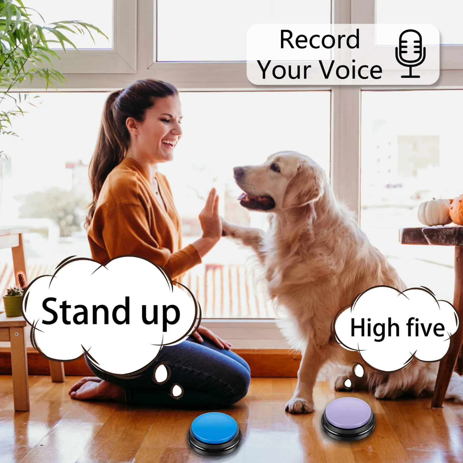 Voice Recording Button Pet Toys Dog Buttons for Communication Pet Training Buzzer Recordable Talking Button Intelligence Toy