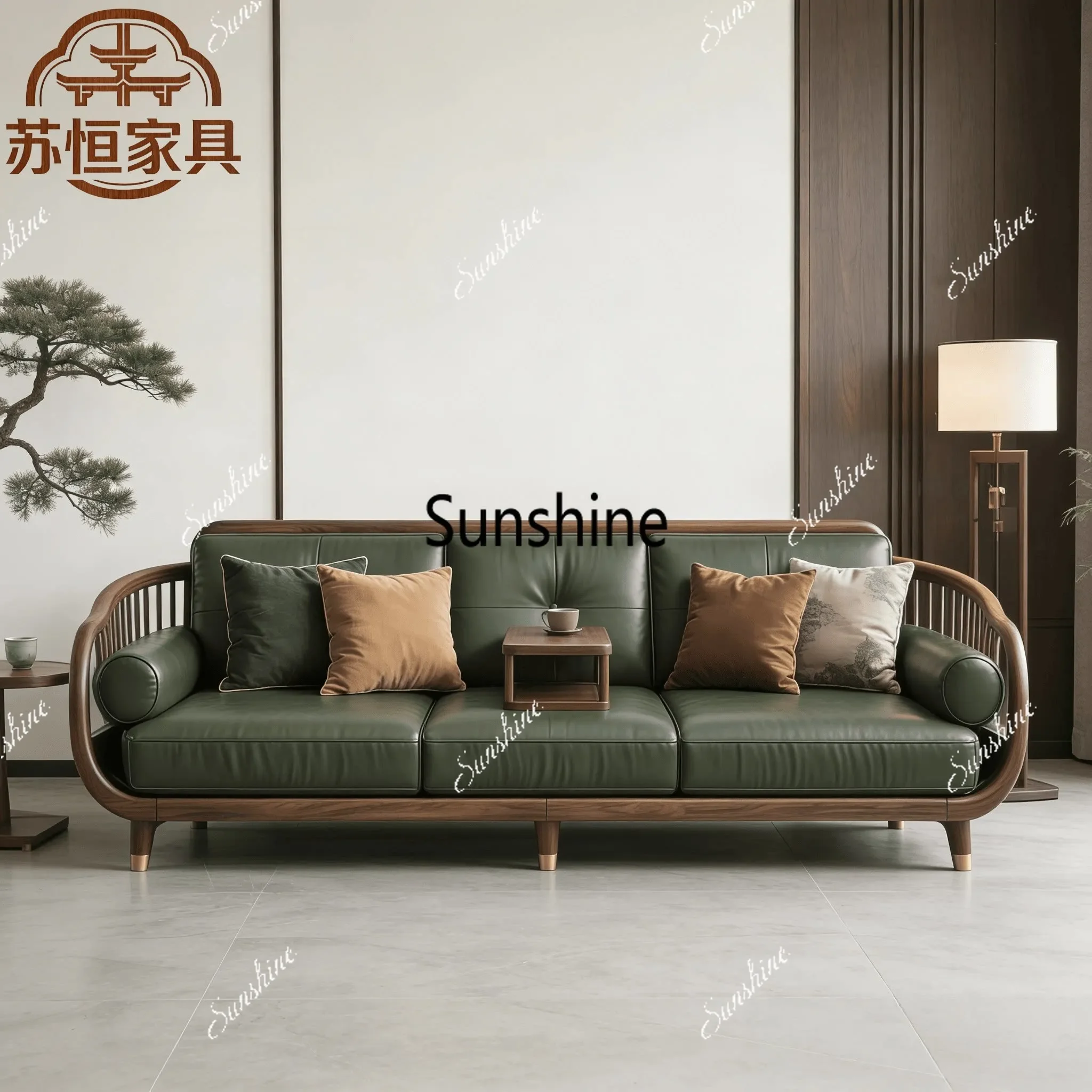 

YNew Chinese-style solid wood living room sofa 2 home homestay villa high-end furniture customization