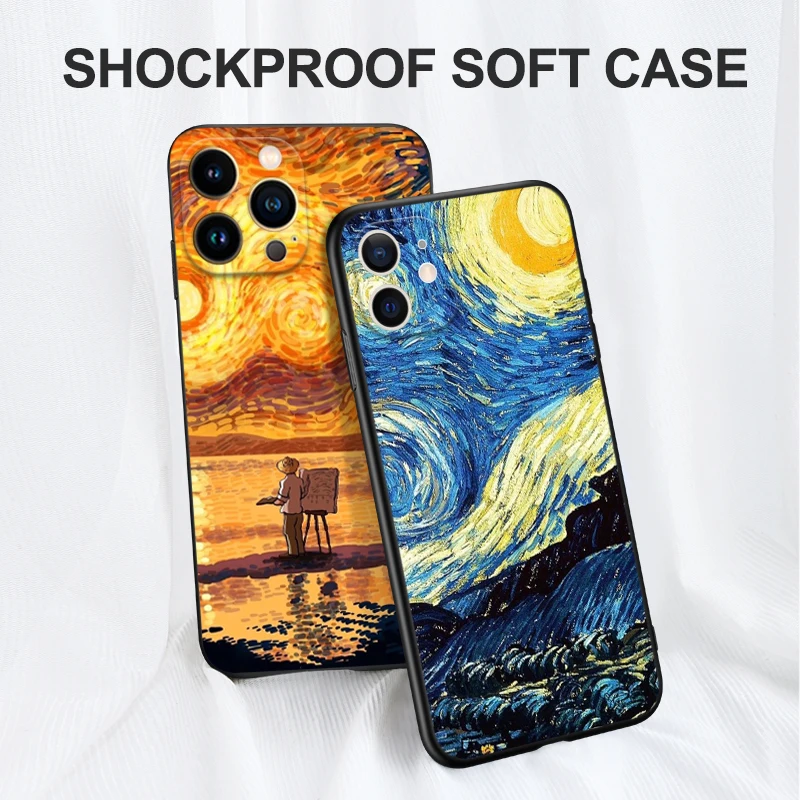 Black Tpu Case For TCL phone 30 plus 303 30XE 30V 30SE E 306 305 40R 40SE 405 406 408 Artist Van Gogh Oil Painting