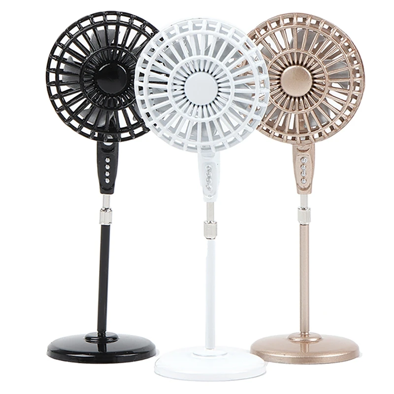 1:12 Dollhouse Mini Metal Fan Rotating Mini Electric Fan Models For Dollhouse Living Room Furniture Accessories