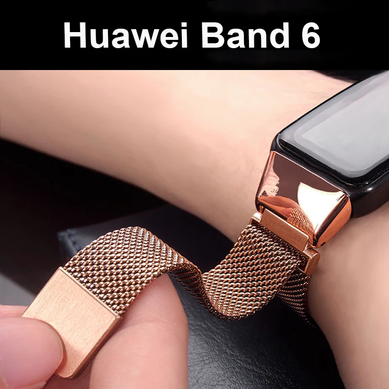 Correa de reloj de Metal para Huawei Band 6 7 Band Honor 6, pulsera con funda de TPU, Protector de pantalla, película suave, correa de bucle