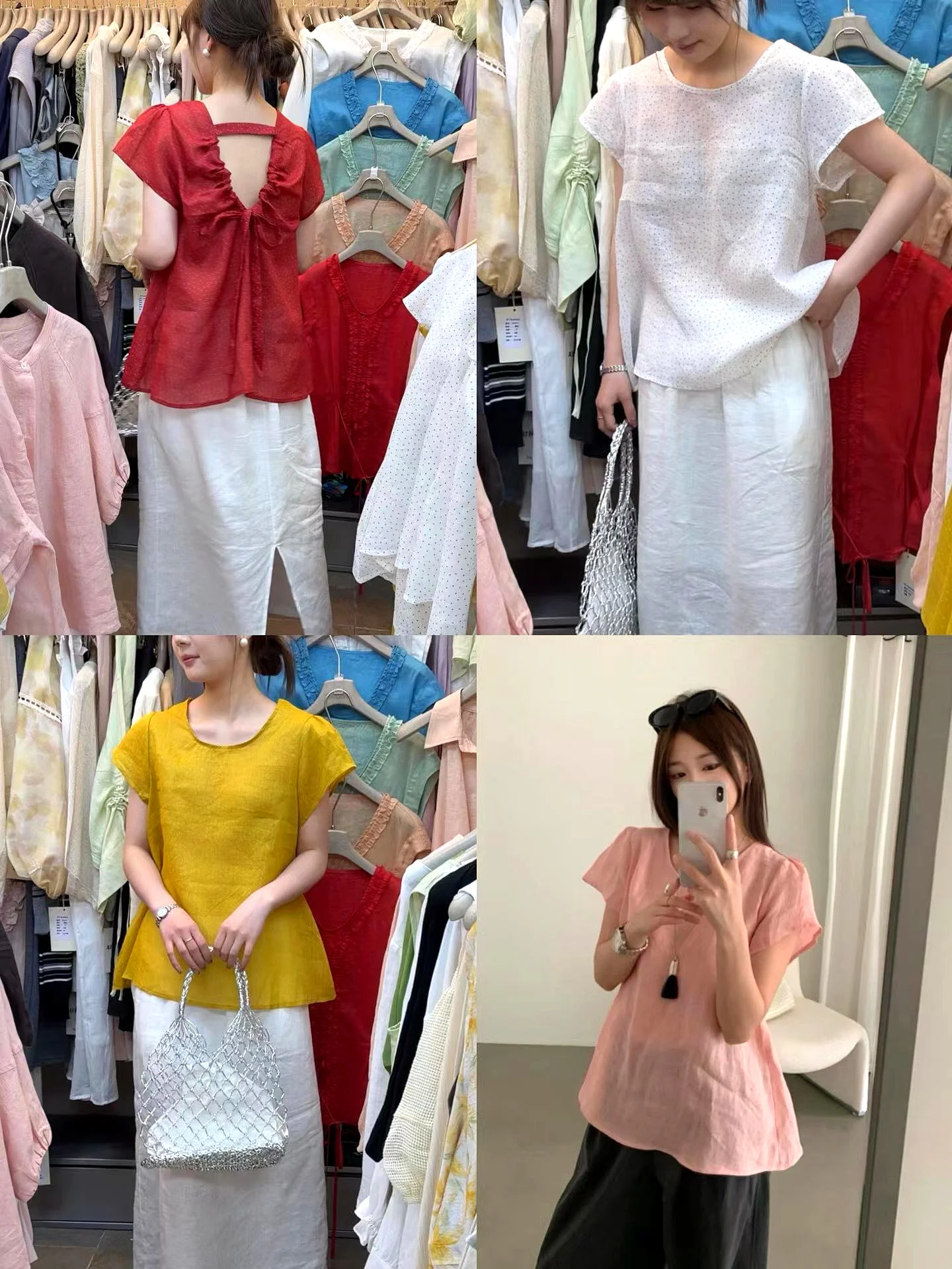 

at Fashion Design Cotton Linen Backless Short Sleeve Shirt Women's Korean Style Casual Loose Fit Breathable Summer Shirt