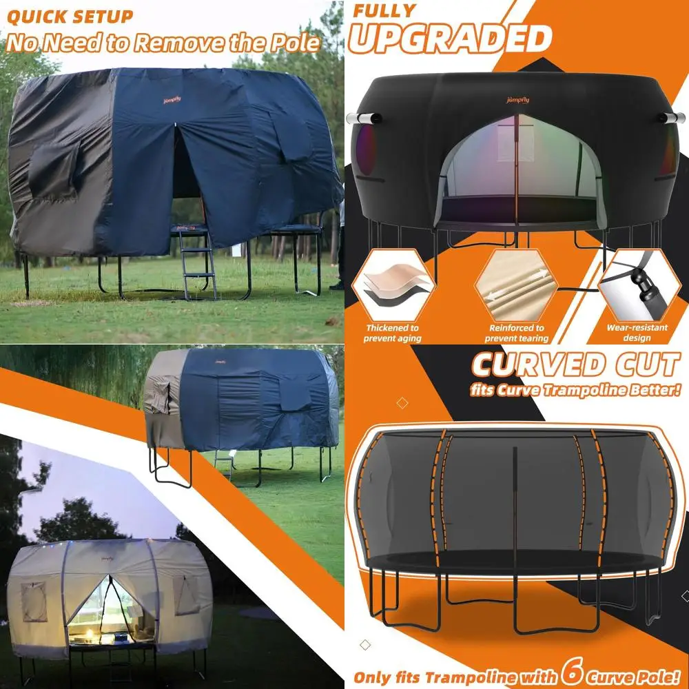 jumpfly 14FT Trampolinzelt für Kinder (nur Zelt), passend für 6 gebogene Stangen, rundes Trampolin, Trampolin-Schattenabdeckung mit LED-Licht