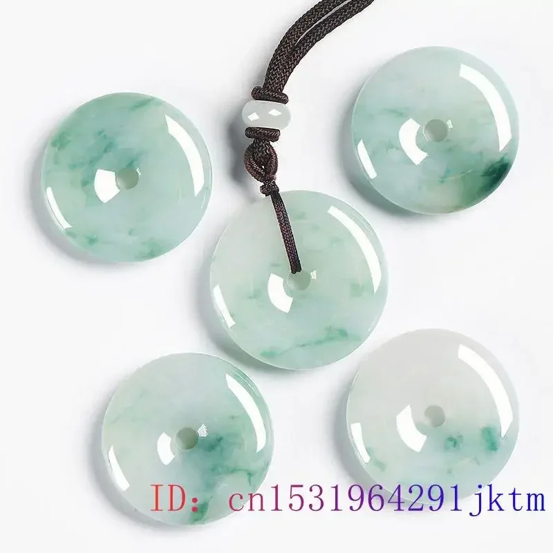 Green Real Jadeite Donut Pendant Necklace Gifts for Women Men Accessories Natural Jewelry Designer Stone Burmese Jade Choker