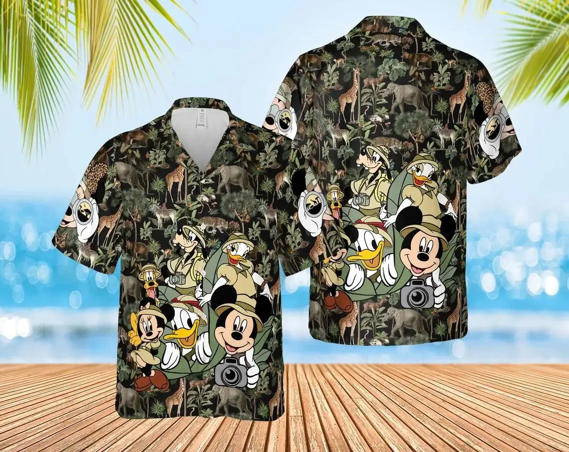 Disney Animal Kingdom camicia hawaiana Vintage Mickey Safari Trip