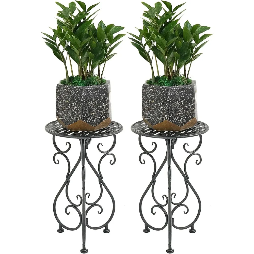 

Metal Plant Stands 2 Pack, Modern Single Plant Pedestal 17" Tall Heavy Duty Flower Pot Holder for Indoor, Outdoor, Patio,