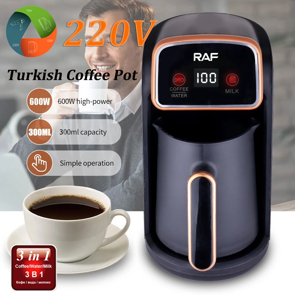 220V Automatic Coffee Maker 100% BPA Free Brewing Capacity 1-3 Cups Portable Coffee Maker of Turkish & Greek,Turkish Coffee Pot