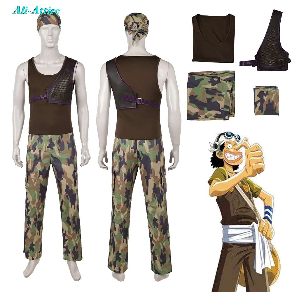 

2026 Live Action TV Pirate Cosplay Usopp Top Pants Clothes Men Party Disguise Outfits Suit Roleplay Halloween Costume Carnival
