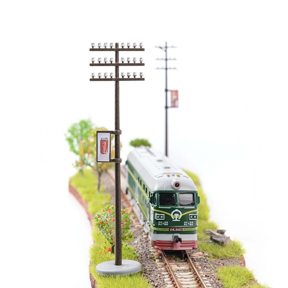 6Pcs 3Types Model Railroad Electric Line Poles Telephone Pole Set 1:42/87/100 HO Model Trains Landscape DIY Building Accessories