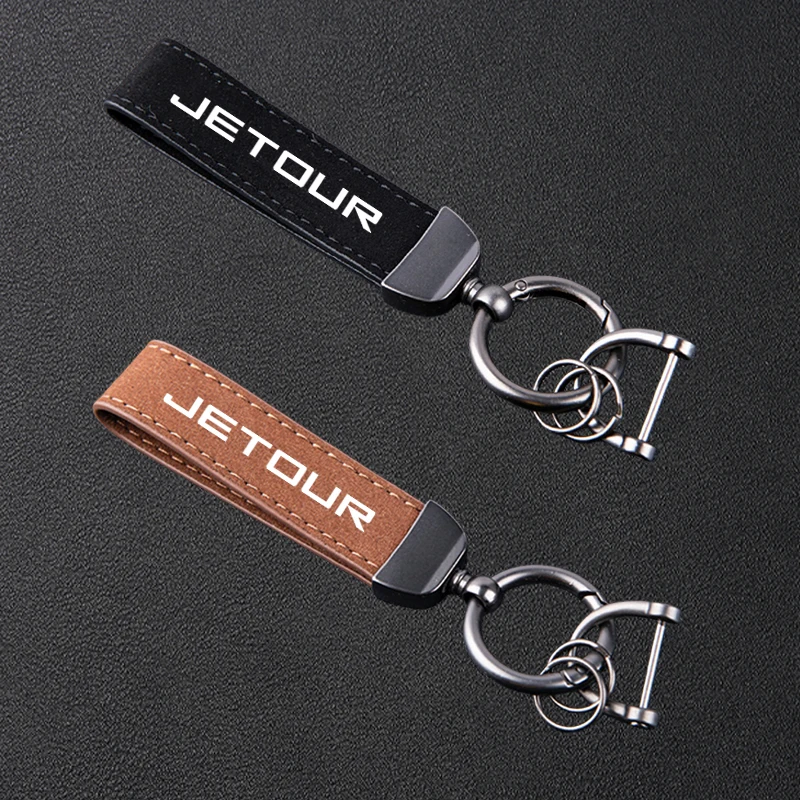 Hochwertiger Schlüsselanhänger aus Leder und Wildleder, Auto-Sport-Schlüsselanhänger mit Hufeisenschnalle für Chery Jetour T1 2025, Zubehör