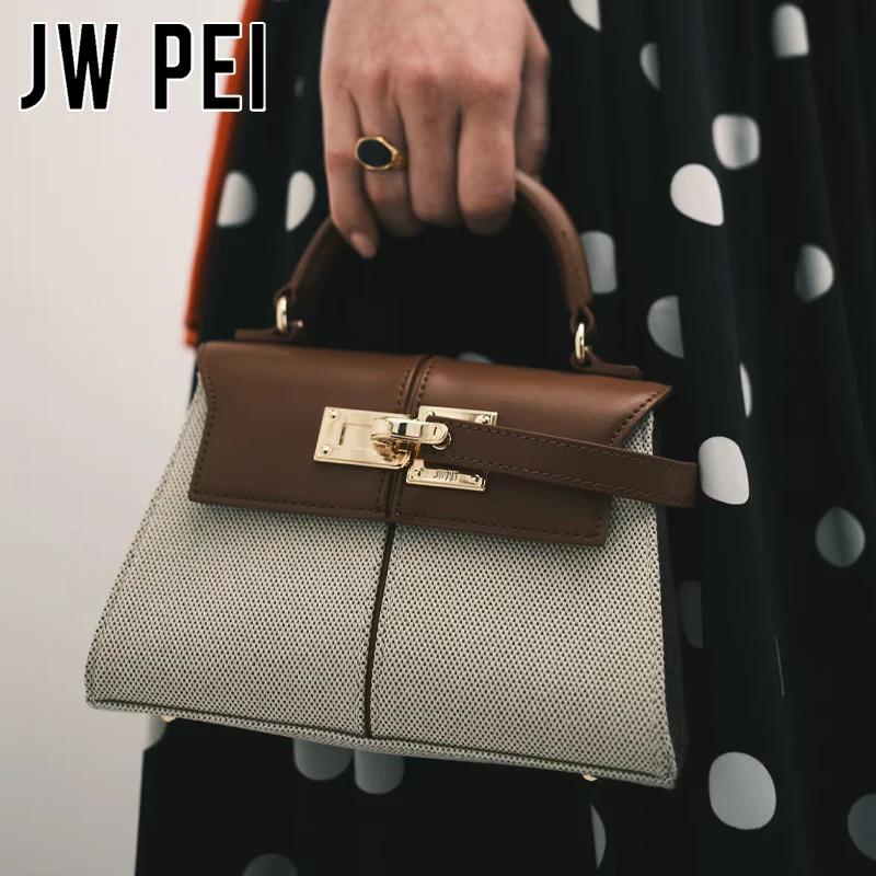 JW PEI Elise Women's Leather Crossbody Handbag Elegant Top Handle Satchel Purse Minimalist Designer Inspired Shoulder Bag Office Tote