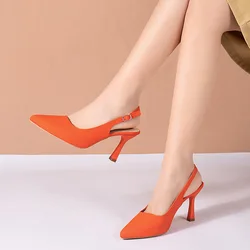 2024 New Summer Women's Shoes, Shallow Mouth High Heel 9cm Pointed Thin Heel Sandals, Casual Fashion Sandals