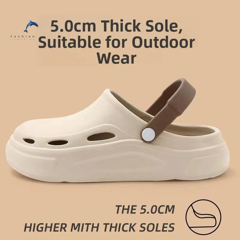 

Men's Summer Casual Driving Hole Hole Shoes Sporty Beach Sandals Anti-Slip Two-In-One Slippers Breathable Flat Heel EVA