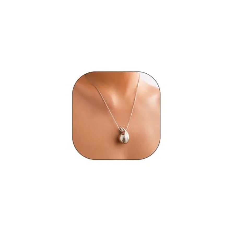 

Chunky Teardrop Dupes Pendant Necklace for Women, 14K Adjustable Chain Waterdrop Choker Necklace Party Prom Trendy Statement Je