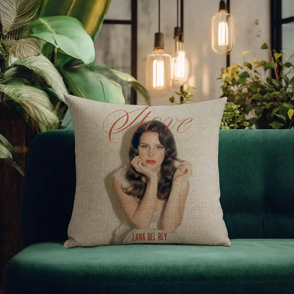 Singer Lana Del Rey Cushion Cover Natural Linen Pillowcase Set All-in-One Decor Cushion Cover for Sofa Bedroom Chair