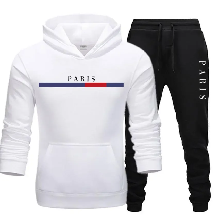 

Autumn and winter new men's brand hooded long-sleeved hoodie + sweatpants two-piece running training leisure fitness suit