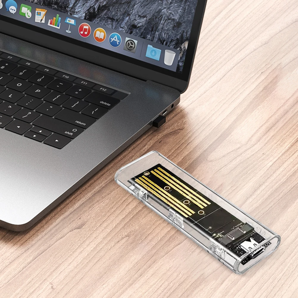 M.2 ngff sata tipo c 3.1 caixa ssd externa transparente 10gbps caixa de disco rígido adaptador ssd externo para 2230/2242/2260/2280