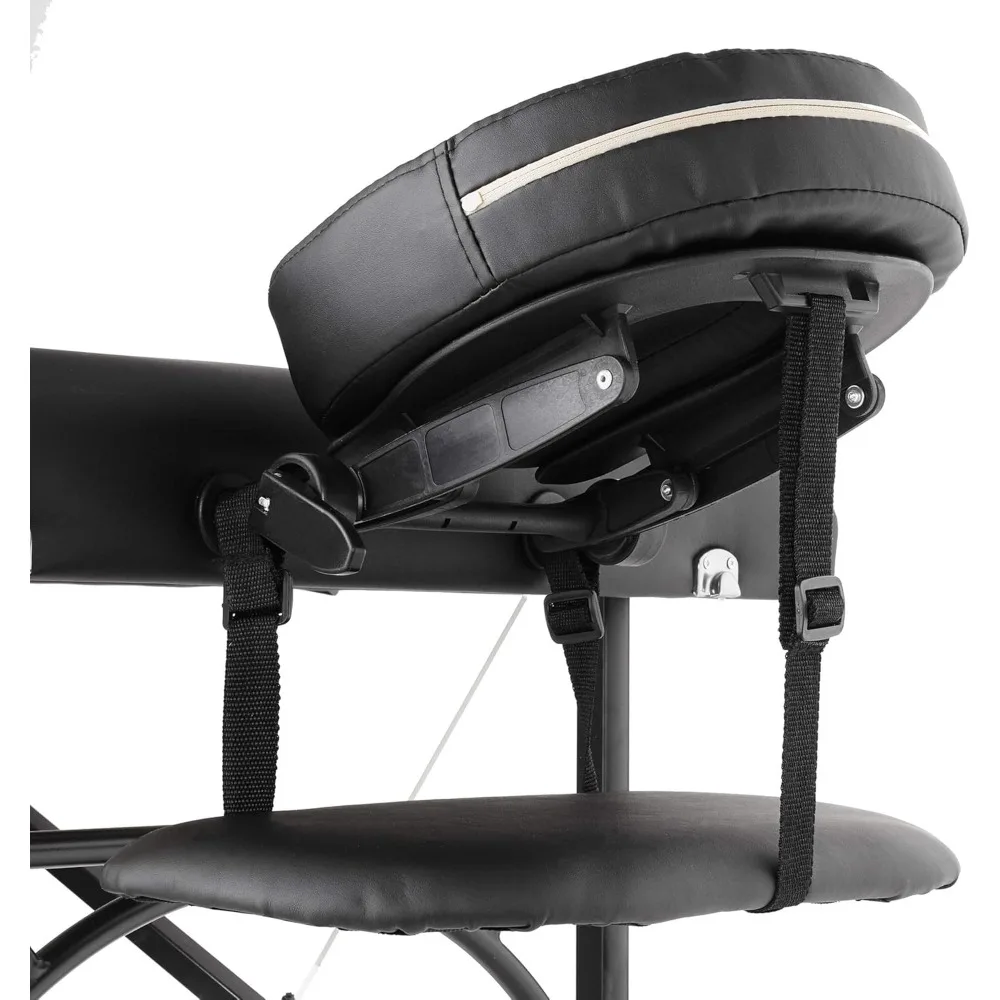 Saloniture Professional Portable Lightweight Bi-Fold Massage Table with Aluminum Legs - includes Headrest, Face Cradle