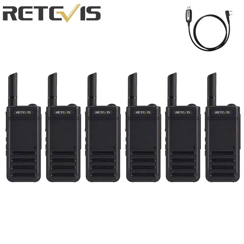 Retevis RB639 Walkie Talkie 6pcs With Programming Cable Lightweight Walkie-Talkies Long Range Type-C Portable Two Way Radio