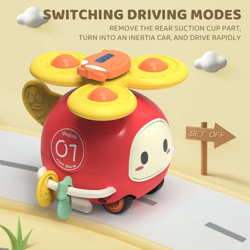 Divertimento dei cartoni animati per bambini, puzzle per l'educazione precoce, ventosa, inerzia, rotazione della forma dell'aereo, giocattolo giroscopico lenitivo