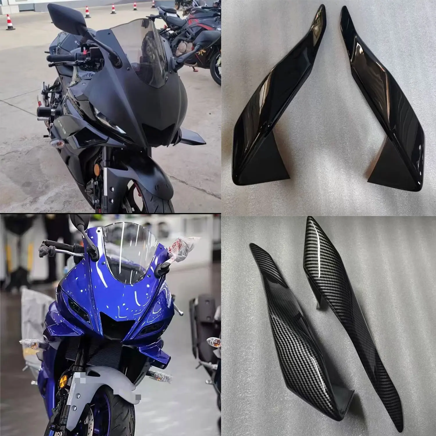 For Yamaha YZF R25 R3 2019 -2024 Motorcycle Mirrors Winglets Aerodynamic Wind Side Wings Spoiler Fairing Front Pneumatic Fairing