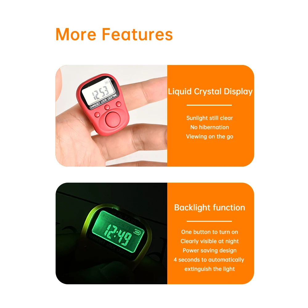 Finger Ring Counter Upgraded Seven Channel Illuminated Time Luminous Counter Lockable Rechargeable Counter Sewing Weave Soccer