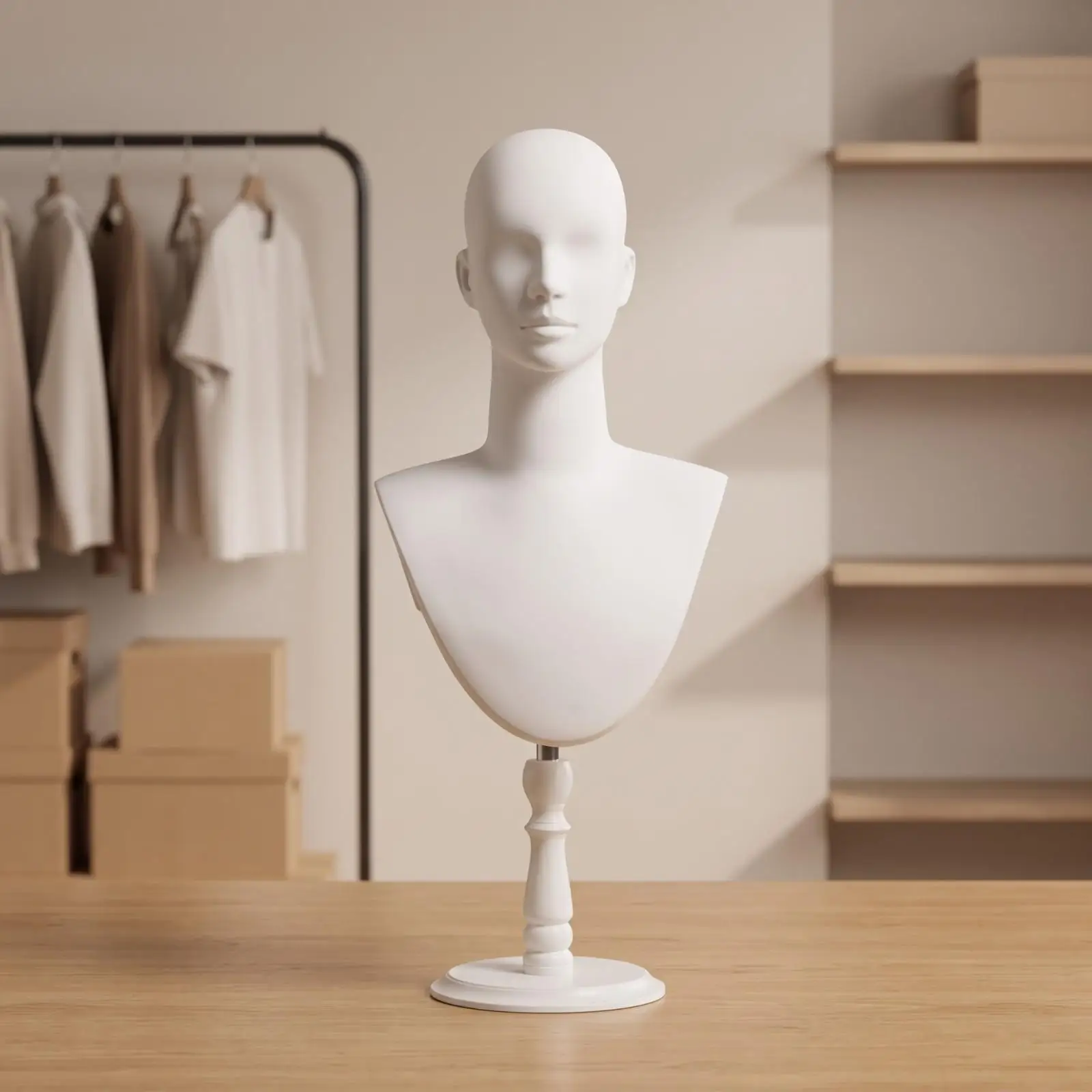 Elegant White Mannequin Head Bust Stand for Retail Wig Headwear Necklace Presentation Photography