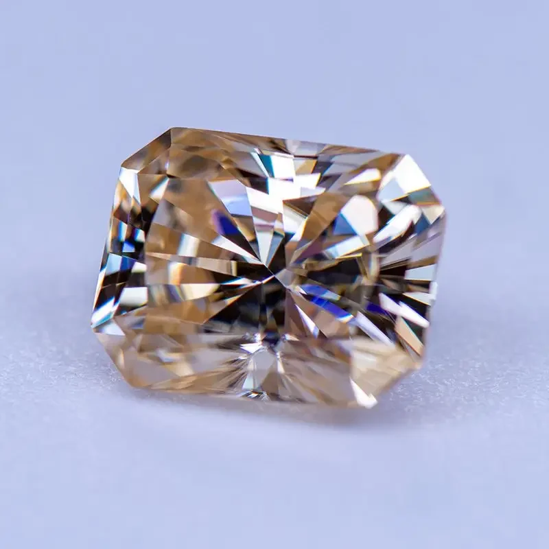 Moissanite Stone Radiant Cut Primary Color Tea Yellow Lab Grown Diamond for Jewelry Rings Earrings Making  with GRA Certificate