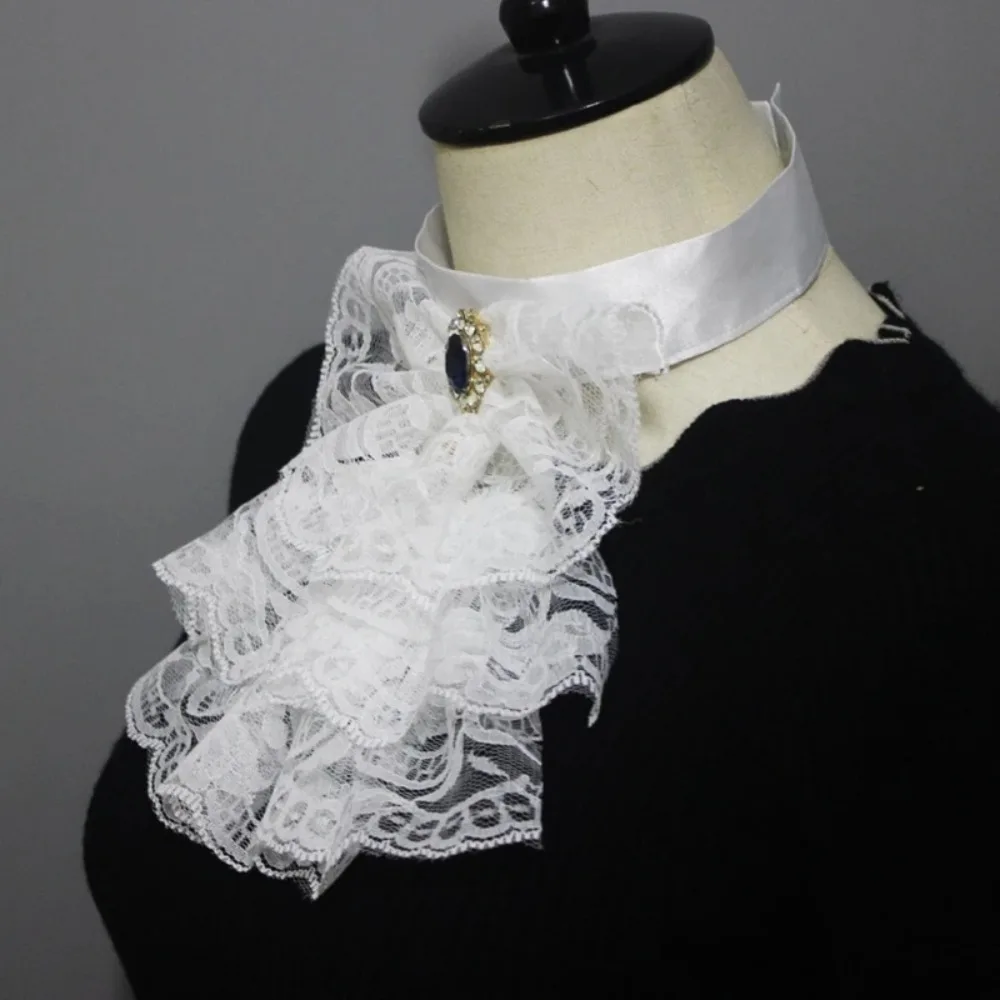 Kerah Detachable Renaissance Vintage Berlapis Gaya Elizabethan untuk Opera, Kerah Ruffle Elegan untuk Pesta