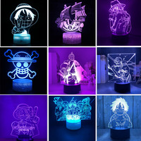 One Piece Zoro Luffy Nami Anime Night Lights Action Figure 3D LED Color Changing Toys Doll Usopp Sanji Chopper Hancock Xmas Gift