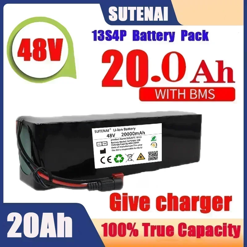 

SU 18650 Ebike Battery 13S4P 48V 20AH Electric Bike Lithium Ion Cells Pack Fit for E Bike Bafang Motor