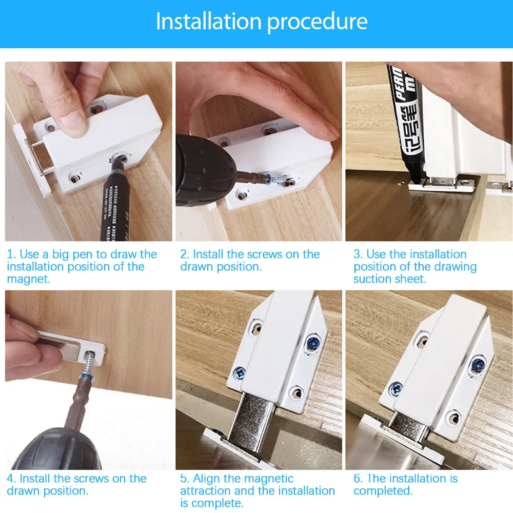Push Heavy Duty 4 Pack Push to Open Cabinet Hardware Magnetic Contact Latches for Large Door Push