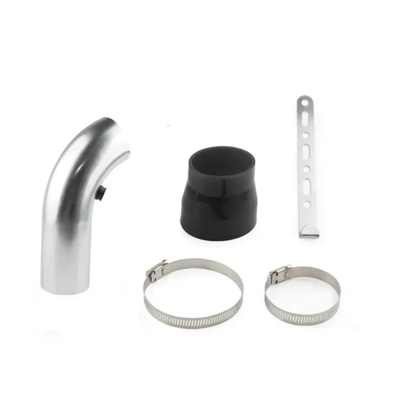 Liga de alumínio de alumínio 3 "75mm sistema de entrada de ar frio para carro turbo tubo de indução kit guia de entrada prata