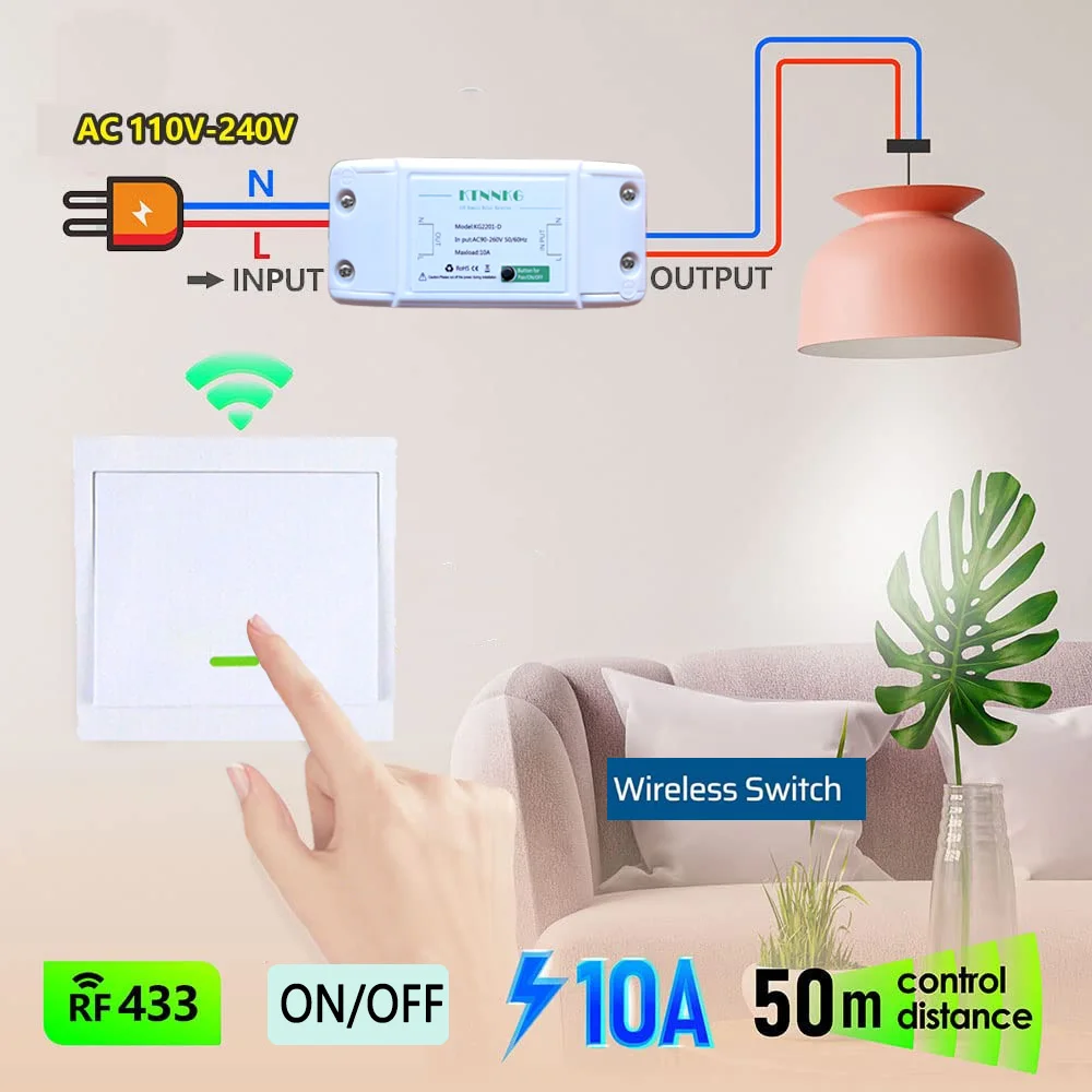 CENFAYA 433HMz مفتاح الإضاءة اللاسلكي 86 لوحة الحائط مفتاح ذكي 110 فولت 220 فولت 230 فولت 10A استقبال التتابع للمنزل مصباح ليد مروحة