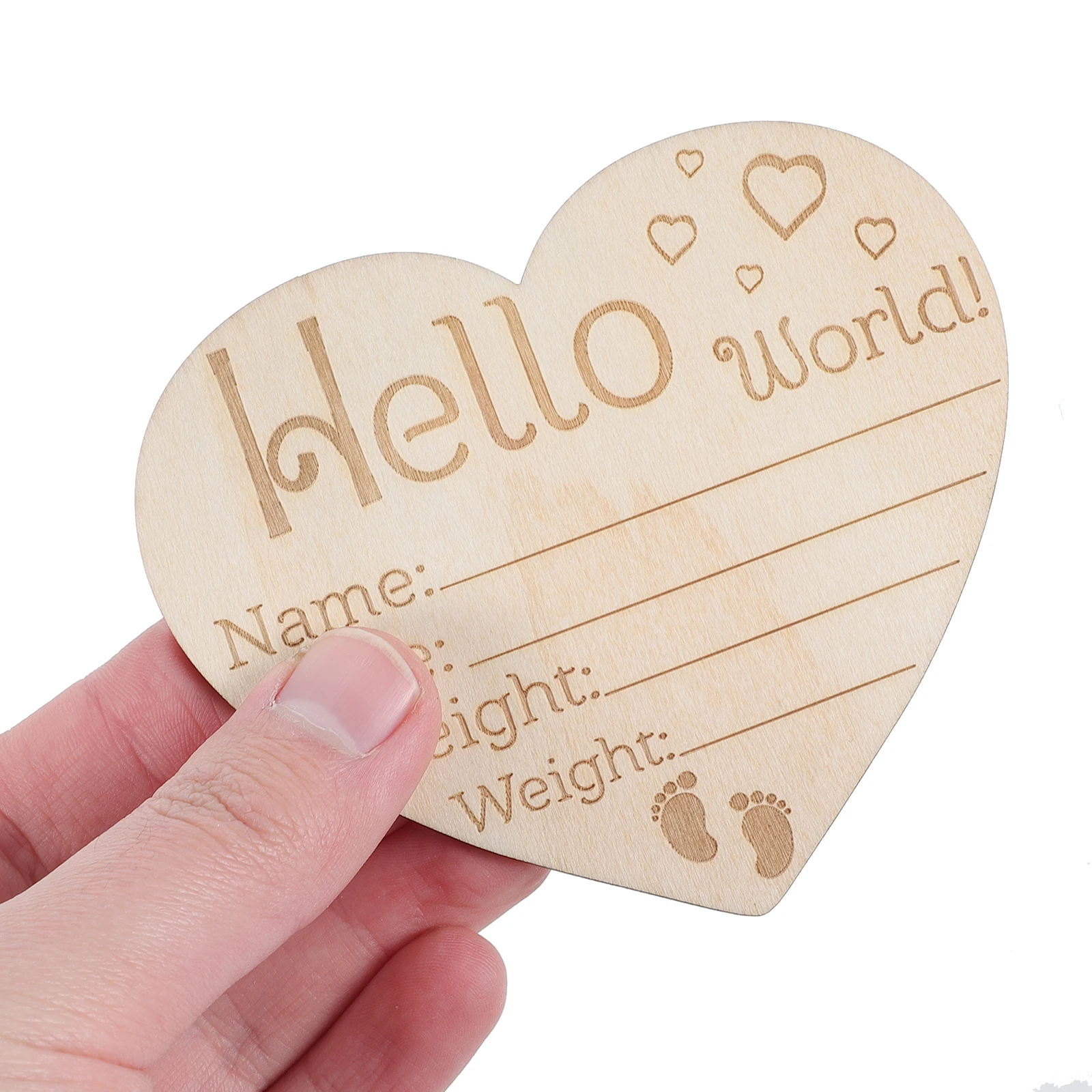 3 pcs Newborn Name Wooden Sign Heart Shape Design Nursery Birth Announcement Photo Props Infant Room Decor