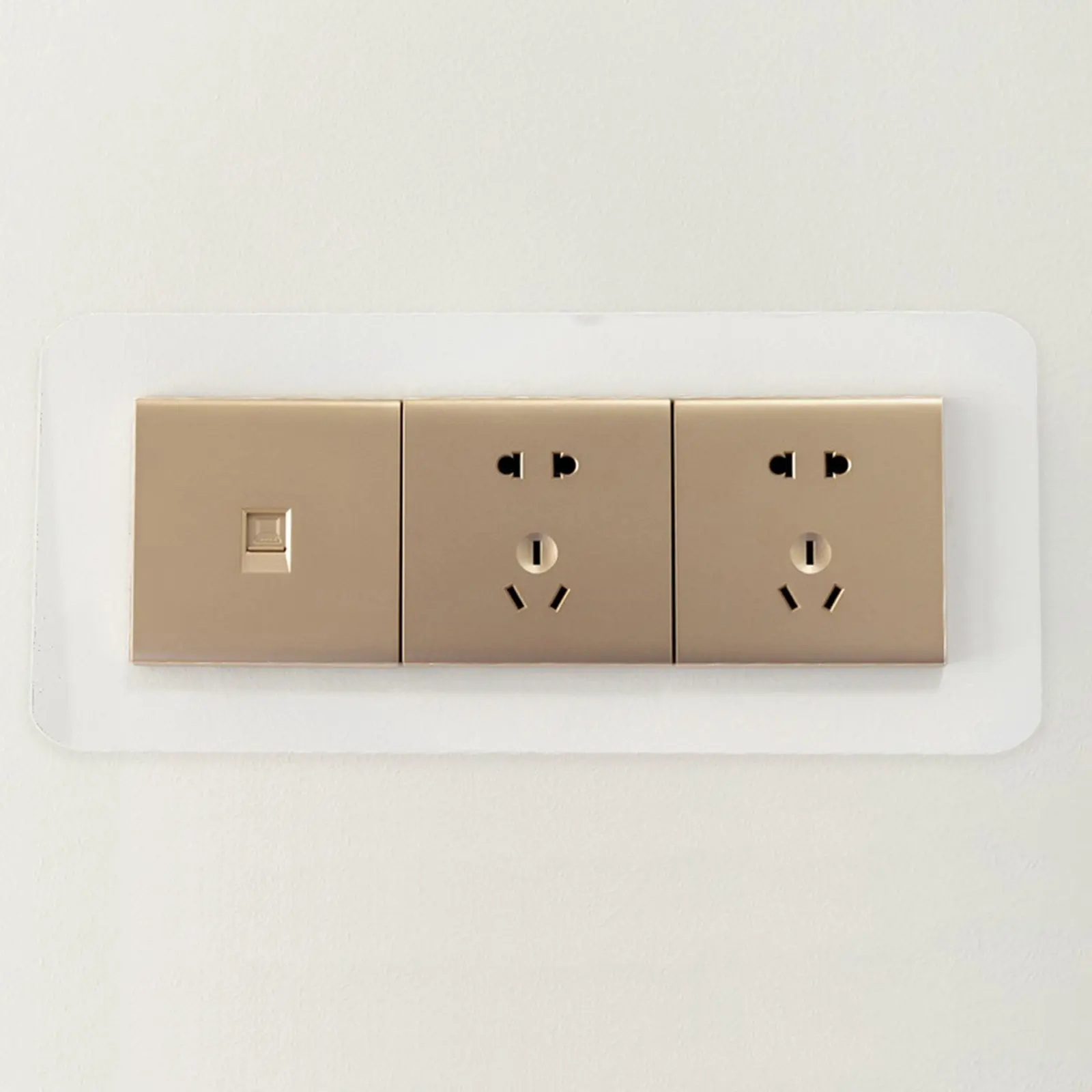 Self Adhesive 3 Gang Transparent Acrylic Socket Cover Wall Plate Protector Outlet Surround Decoration for Kitchen Bathroom